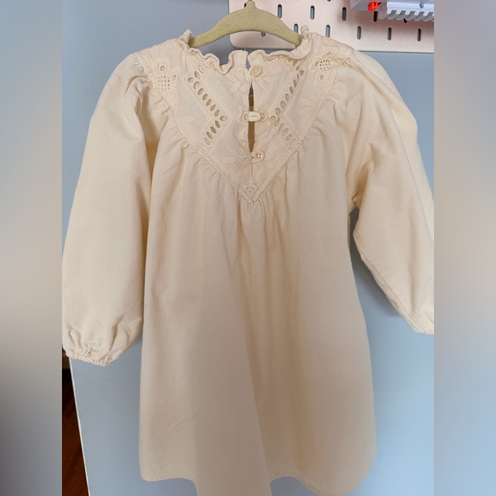 Cream Long Sleeve Baby Dress